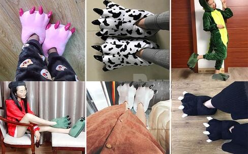 Unisex Funny Animal Costume Paw Claw Shoes, Soft Plush Home Slippers in Saudi Arabia