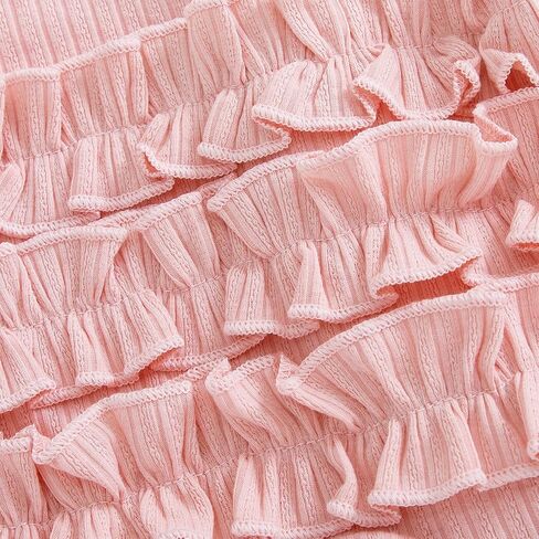 Newborn Infant Baby Girl Clothes Long Sleeve Romper Waffle Ruffle Zip Footie Jumpsuit Fall Winter Outfit With Bow in Kuwait