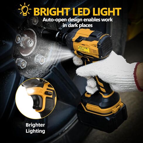 300N.m Cordless Impact Wrench, 21V Torque Power Impact Driver, 1/2" Brushless Impact Gun with 2*2.0Ah Batteries with 19 Accessories, Electric Impact Motor Variable Speeds for home installation (Blue) in Kuwait