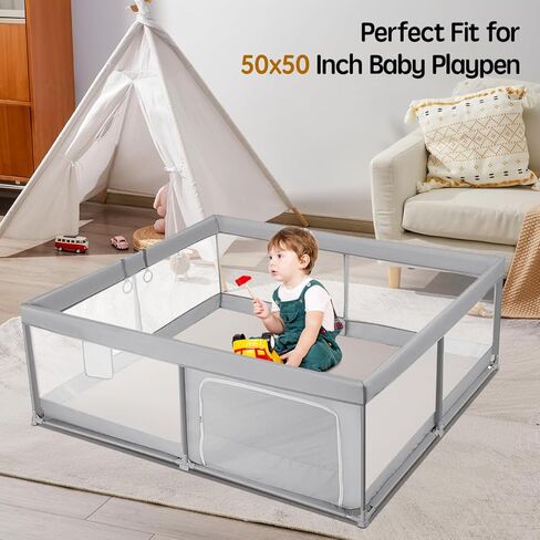 Extra Thick Memory Foam Baby Play Mat for Floor, 50" x 50" Play Mat for Playpen, Tummy Time Playmat with Removable Washable Cover for Toddlers, Infants, Kids(Grey) in Kuwait