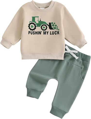 SHIBAOZI St. Patrick's Day Outfit Baby Girls Boys Sweatshirt Pants Clothes Set Infant Toddler St. Patrick's Day Romper in Kuwait