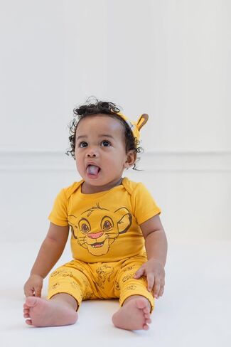 Disney Mickey Mouse Minnie Mouse Lion King Winnie the Pooh Baby Bodysuit Pants and Hat 3 Piece Outfit Set Newborn to Infant in Kuwait