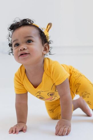 Disney Mickey Mouse Minnie Mouse Lion King Winnie the Pooh Baby Bodysuit Pants and Hat 3 Piece Outfit Set Newborn to Infant in Kuwait