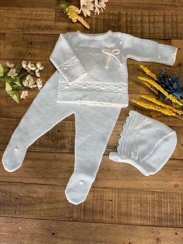 3-Piece Baby Knit Outfit Set, Sweater, Pants and Hat for Boys and Girls - Made in Spain in Kuwait