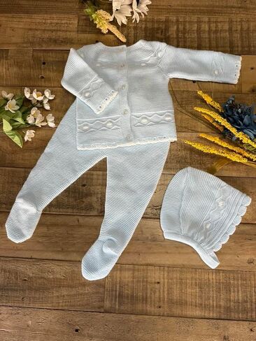3-Piece Baby Knit Outfit Set, Sweater, Pants and Hat for Boys and Girls - Made in Spain in Kuwait