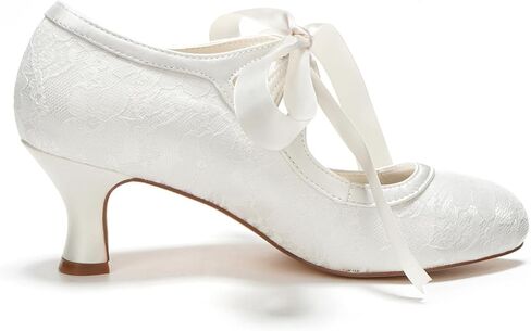 Emily Bridal Wedding Shoes Women's Lace Spool Heel Closed Toe Pumps in Saudi Arabia