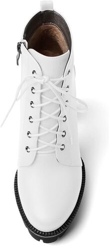 Mettesally Womens Platform Lace Up في الكاحل أحذية جولة إصبع القدم مكتنزة كتلة عالية الكعب الجانبي سستة القصة القصيرة أحذية الشتاء أحذية الشتاء in Kuwait