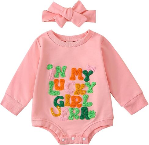 ملابس عيد القديس باتريك ملابس طفلة في عصر الفتاة المحظوظة الرومبير مع ملابس أعياد الميلاد حديثي الولادة in Kuwait