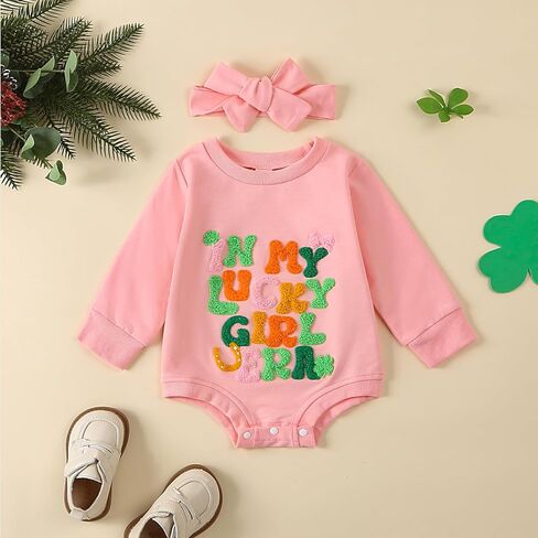 ملابس عيد القديس باتريك ملابس طفلة في عصر الفتاة المحظوظة الرومبير مع ملابس أعياد الميلاد حديثي الولادة in Kuwait