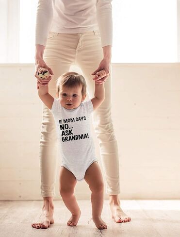 CBTwear If Mom Says No Ask Grandma - Baby Clothes - Funny Newborn Bodysuit Outfits for Boys and Girls in Kuwait