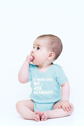 CBTwear If Mom Says No Ask Grandma - Baby Clothes - Funny Newborn Bodysuit Outfits for Boys and Girls in Kuwait