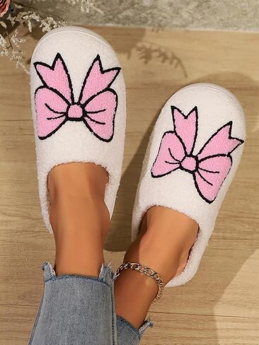 Women's Bow Slippers Fuzzy bowknot slippers Soft Memory Foam Plush Fluffy Warm House Shoes in Saudi Arabia