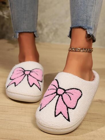 Women's Bow Slippers Fuzzy bowknot slippers Soft Memory Foam Plush Fluffy Warm House Shoes in Saudi Arabia