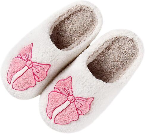 Women's Bow Slippers Fuzzy bowknot slippers Soft Memory Foam Plush Fluffy Warm House Shoes in Saudi Arabia