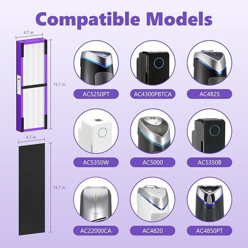 تحسن FLT4850PT HEPA استبدال مرشح B PET متوافق مع G-Guardian Purifier AC4850 ، AC4825 ، AC4300 ، AC4870 ، AC4900 ، CDAP4500 ، AC4300 ، AP2200 ، 2x Filter True HEPA+ 8x قبل الإخلاص المسبق in Kuwait