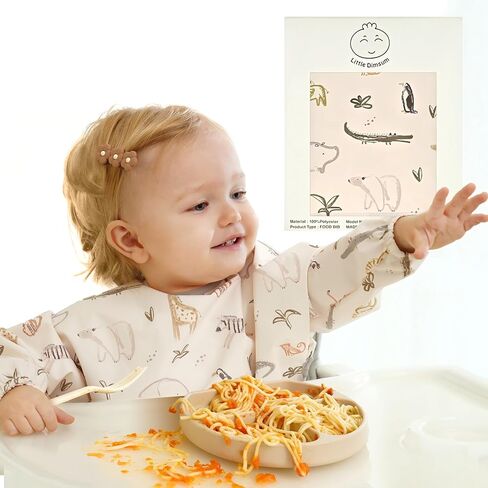 Little Dimsum Mess-Proof Baby Bibs|Infant Toddler Long Sleeve Waterproof Feeding Smock in Kuwait