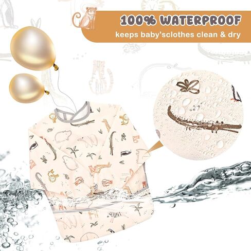 Little Dimsum Mess-Proof Baby Bibs|Infant Toddler Long Sleeve Waterproof Feeding Smock in Kuwait