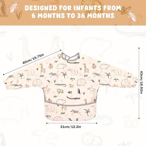 Little Dimsum Mess-Proof Baby Bibs|Infant Toddler Long Sleeve Waterproof Feeding Smock in Kuwait