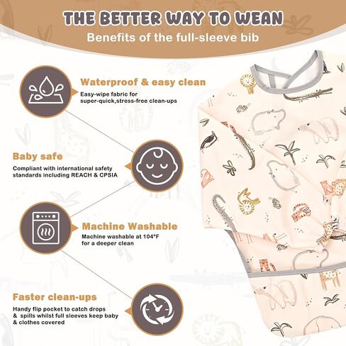 Little Dimsum Mess-Proof Baby Bibs|Infant Toddler Long Sleeve Waterproof Feeding Smock in Kuwait