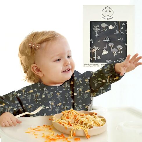 Little Dimsum Mess-Proof Baby Bibs|Infant Toddler Long Sleeve Waterproof Feeding Smock in Kuwait
