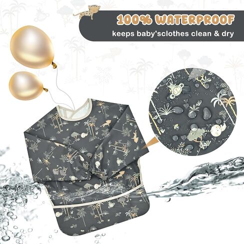 Little Dimsum Mess-Proof Baby Bibs|Infant Toddler Long Sleeve Waterproof Feeding Smock in Kuwait