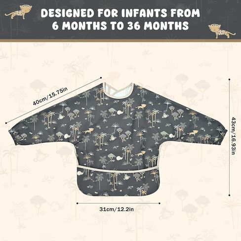 Little Dimsum Mess-Proof Baby Bibs|Infant Toddler Long Sleeve Waterproof Feeding Smock in Kuwait
