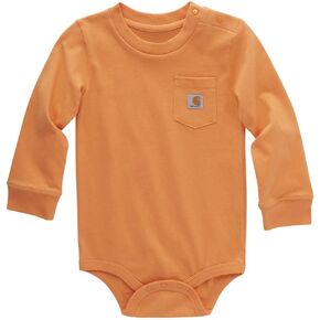 Carhartt Kid's CA5001 Long-Sleeve Pocket Bodysuit - 24 Months - Tangerine