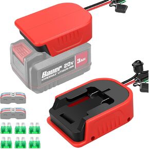 2 Packs Power Wheel Adapter for Bauer 20V Battery Adapter Power Wheels Battery Converter Kit with Fuses & Wire Terminals, 14AWG Wire, Power Connector for DIY Rc Car Toys, Robotics and Rc Truck