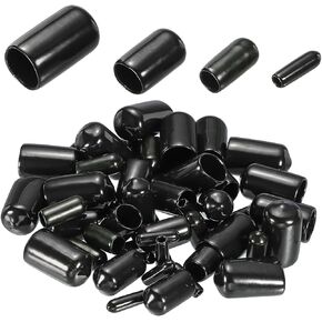 DMiotech 80 Pack 1/8" 1/4" 3/8" 1/2" ID Black Screw Thread Protectors Rubber End Caps Bolt Covers for Screw Bolt Furniture Pipe