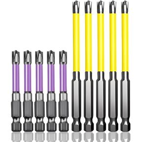 10Pcs Electrician Impact Screwdriver Bit Set S2 Steel 1/4 Inch Hex Shank Magnetic Special Flat Slotted Phillips Cross Head Screwdriver Bit Sets 65 / 110mm Length Anti Slip Screwdriver Bit