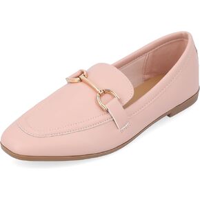 Journee Womens Mizza Medium and Wide Width Loafer Slip On Square Toe Dress Flats