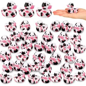 Poen 24 Pcs Cow Ducks Mini Cow Rubber Duck Bulk Cowboy Rubber Duck Fun Cow Print Duck Baby Bath Toy Cow Theme Baby Shower Birthday Bathtub Party Favors Swimming Pool Party Decorations