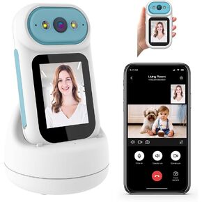Video Calling Handheld Security Camera Indoor,Nanny Camera Baby Camera Pet Camera,2-Way Video Call 350°Pan Cameras for Home Security,Move Tracking,Alarm Push 1080P 2.8inch Screen,Night Vision