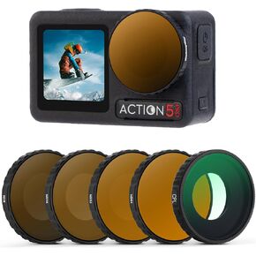 Walking Way CPL & ND Filter Set Compatible with DJI Osmo Action 5 Pro/Action 4-5 Pack (CPL, ND8/ND16/ND32/ND64),Multi-Coated/Aluminum Frame