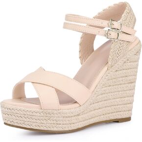 Allegra K Women's Open Toe Ankle Strap Platform Espadrilles Wedge Heel Sandals