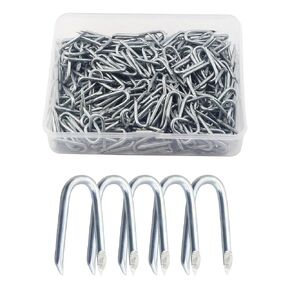 Steel Wire Fencing Staples 300 Pcs 24 x 2.3 mm Galvanized U Shaped Nails Fastening Nails for Nets, Fence, Chain Link Fence, Picket Fence