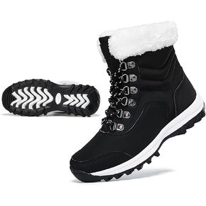 Winter Snow Boots Women Warm Fur Lined Snow Boots Anti-Slip Hiking Boots Insulated Outdoor Waterproof Boots for Walking Work
