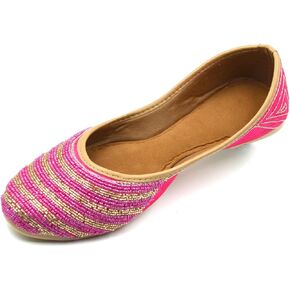 Chandrakala Bridal Mojaris for Women Flats Punjabi Jutti Pink (WF150-P)