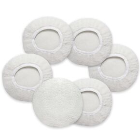 6 PCS Car Buffing Pads for 5-6 Inch Orbital Polisher, Lamb Fleece Polishing Pad Buffer Polisher Bonnets, 5-6 Inch Polishing Pads Cover Waxing Pads for Car Detailing (White)