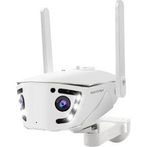 Dual Lens-IP Camera-Outdoor-Security-System,180 Degree View Angle,Human/Vehicle/Pet Detection,Color Night Vision,2 Way Audio,4MP Panoramic Wide-5G&2.4G WiFi AI Smart Waterproof Cloud Cam (2*4MP)