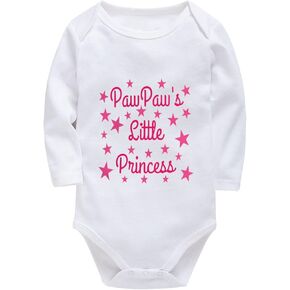 Pawpaw's Little Princess Baby Bodysuits Long Sleeve Newborn Baby Clothes White Infant Romper