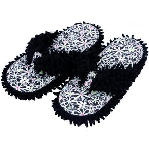 Snoozies Fuzzy Flip Flop Slippers for Women Indoor, Washable Fluffy Thong Slippers for Spa Day, Comfortable Open Toe House Slippers with Printed Footbed and Non-Skid Sole, Spa Gifts