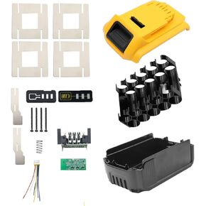 Battery Case Replacement Compatible with DeWalt 5Ah 20V Battery, 18 Volt Battery Cover Replacement for Dewalt DCB201 18650 Battery DIY Rebuild Kit for DCB200 DCB205 10-Cells Battery, 3.0Ah- 6.0Ah