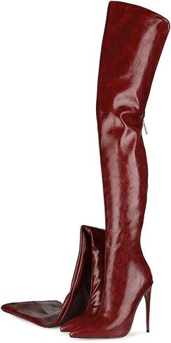 Thigh high boots for women striped Back zipper Burgundy Zebra Print Over the knee Sexy gold white pointed toe Cow Print leopard Magenta stiletto heel in Saudi Arabia
