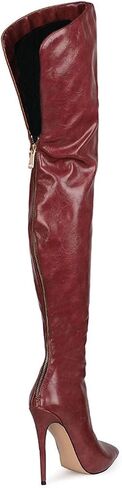 Thigh high boots for women striped Back zipper Burgundy Zebra Print Over the knee Sexy gold white pointed toe Cow Print leopard Magenta stiletto heel in Saudi Arabia