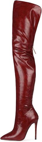 Thigh high boots for women striped Back zipper Burgundy Zebra Print Over the knee Sexy gold white pointed toe Cow Print leopard Magenta stiletto heel in Saudi Arabia