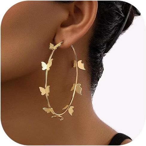 أقراط على شكل فراشة للنساء، كبيرة الحجم وأنيقة مطلية بالذهب على شكل فراشة، لا تسبب الحساسية، أقراط مجوهرات لحفلات الزفاف وأعياد الميلاد في سن المراهقة للفتيات in Kuwait