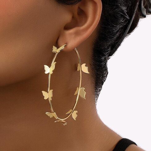 أقراط على شكل فراشة للنساء، كبيرة الحجم وأنيقة مطلية بالذهب على شكل فراشة، لا تسبب الحساسية، أقراط مجوهرات لحفلات الزفاف وأعياد الميلاد في سن المراهقة للفتيات in Kuwait