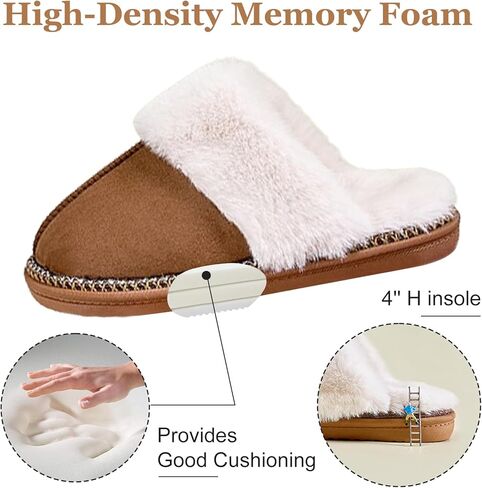 Women's Fuzzy Memory Foam Slippers Fluffy House Slippers Indoor and Outdoor Warm Gifts Trendy Anti-Skid House Shoes in Saudi Arabia