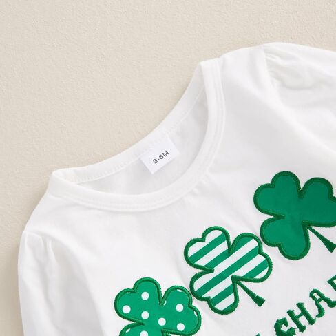 Baby Girl St.Patrick Day Outfit Toddler Sweatshirt Shamrock Shirt Stiped Flared Pant Set Infant Spring Clothes in Saudi Arabia